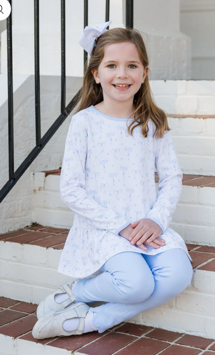 Peggie Peplum Legging Set - Blue Bows