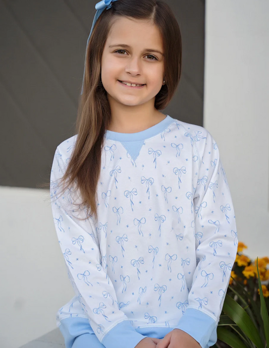 Sidney Sweatshirt - Blue Bows