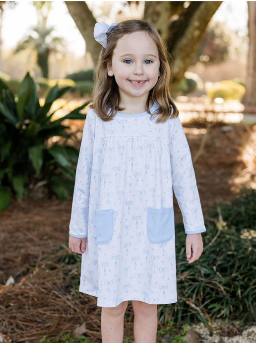 Lennon Dress - Blue Blows Knit Dress