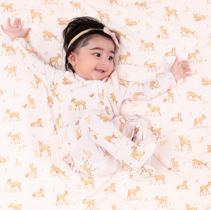 Little Fawn- 2 Way Zipper Ruffle Back Footie