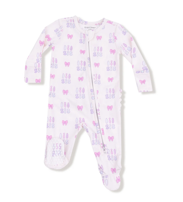 Lil Sister 2 Way Zipper Ruffle Back Footie
