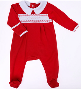 Red Smocked Boy Footie