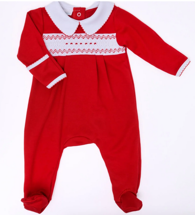 Red Smocked Boy Footie