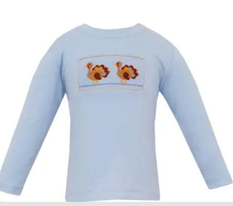 Turkey Boys Smocked Long Sleeve Tee