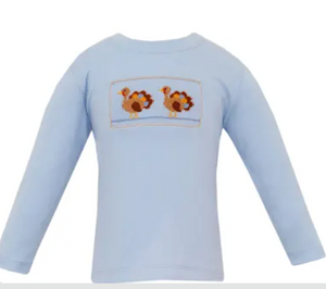 Turkey Boys Smocked Long Sleeve Tee
