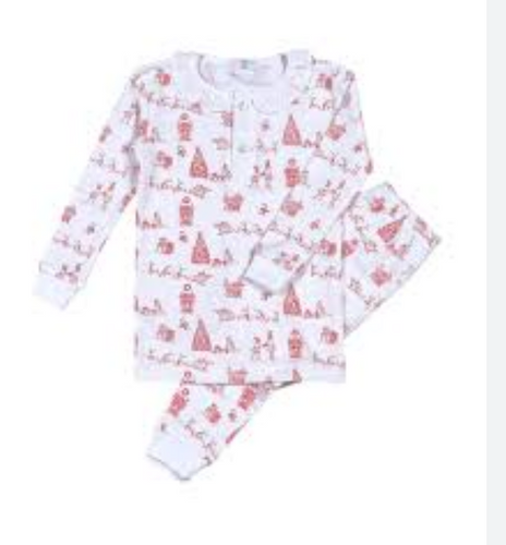 Red Christmas Toile Pima Pajama Set