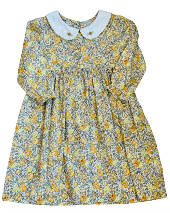 Yellow Floral Long Sleeve Dress