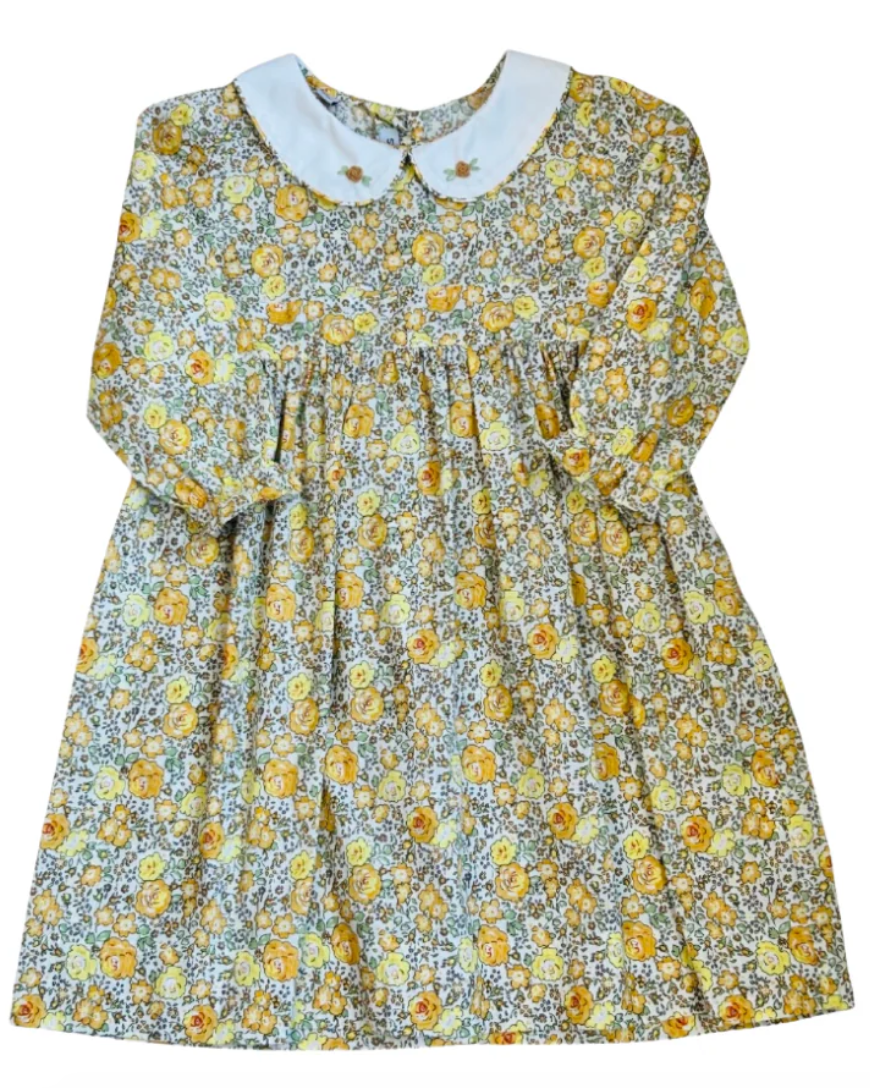 Yellow Floral Long Sleeve Dress