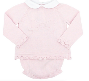 Knitted Diaper Set with Bow