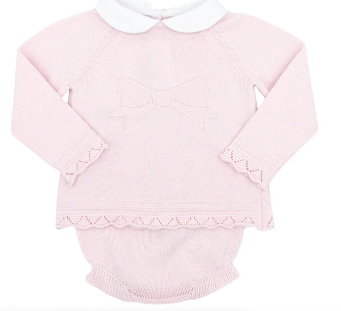 Knitted Diaper Set with Bow