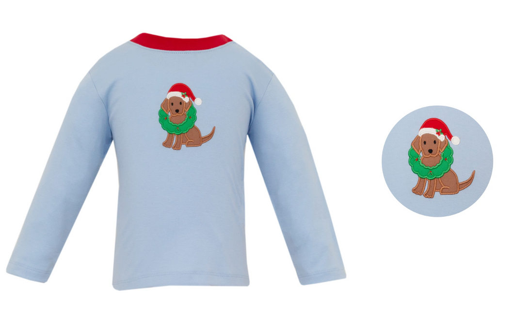 Christmas Dog Appliqued Shirt