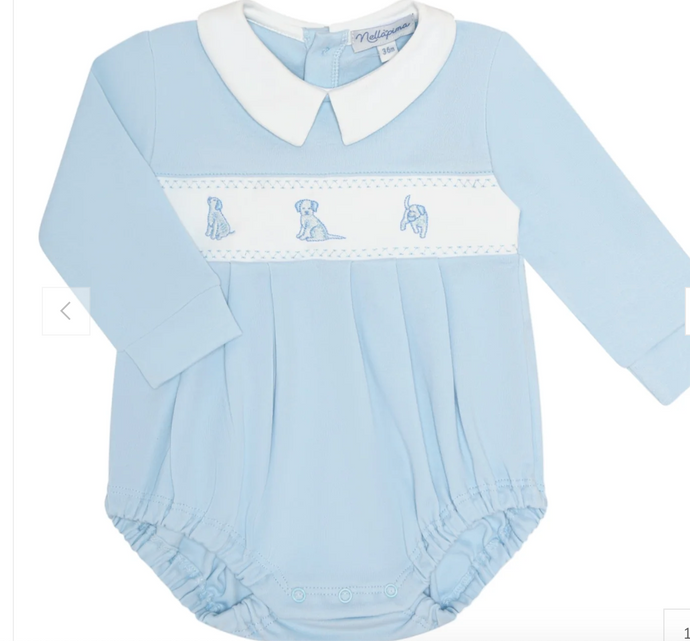 Blue Puppy Love Embroidery Bubble