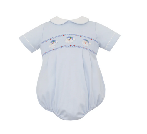 Blue Santa Smocked Bubble