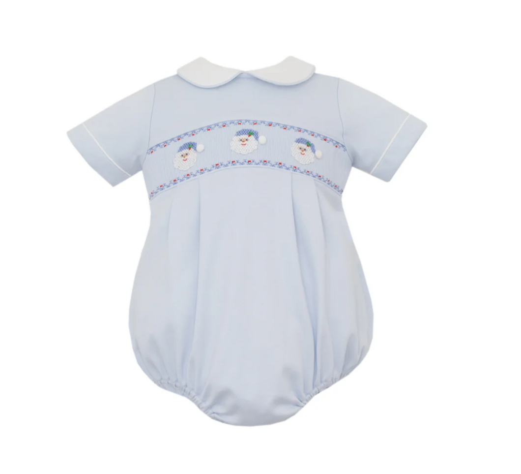 Blue Santa Smocked Bubble