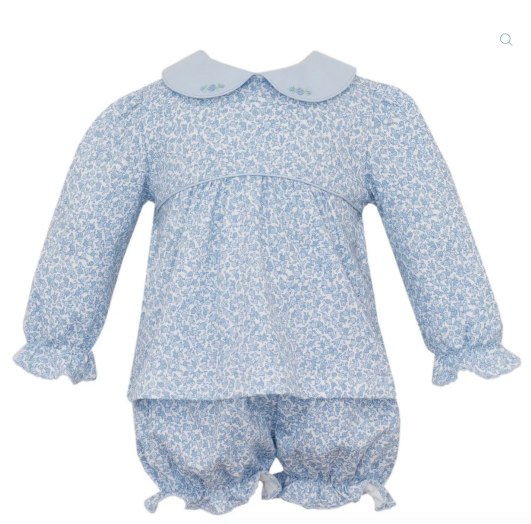 Blue Floral Bloomer Set