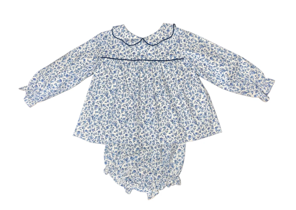 Navy Blue Floral Bloomer Set