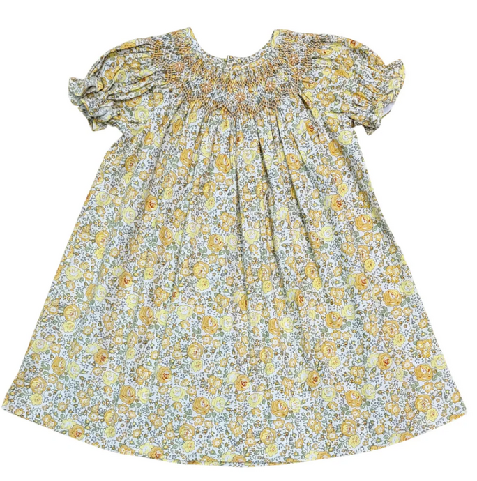 Jacqueline Yellow Floral Smocked Dress