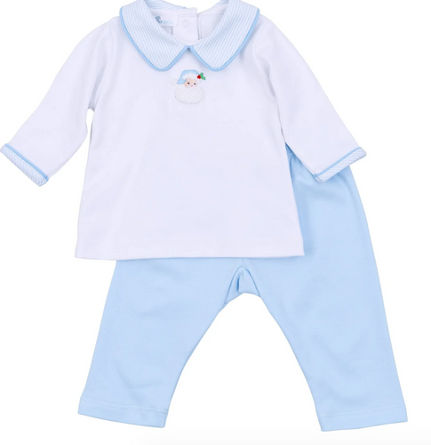 Santa Baby Embroidered Collared Boy 2 Piece Pant Set