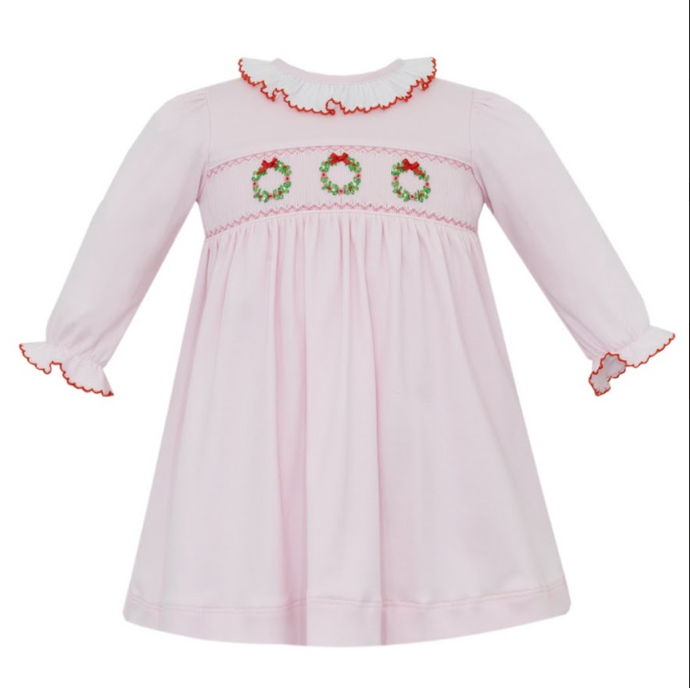 Pink Wreath Smocked Dress