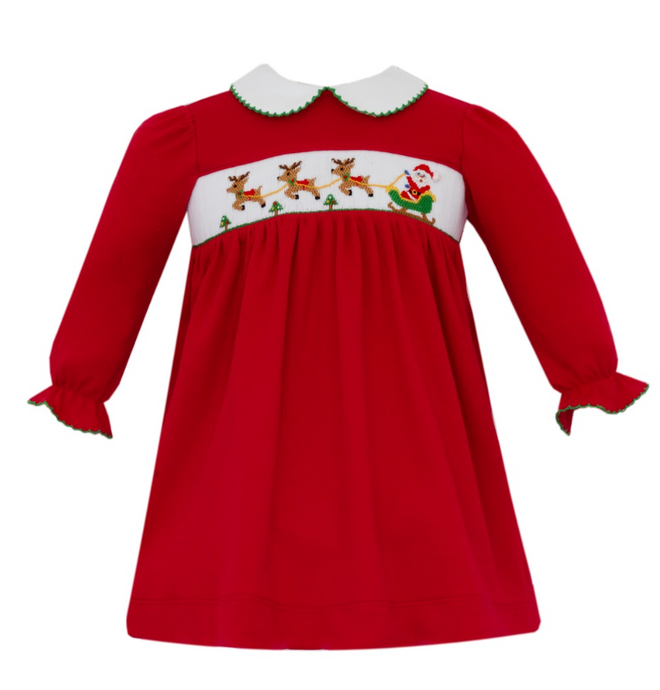 Red Smocked Santa Dress
