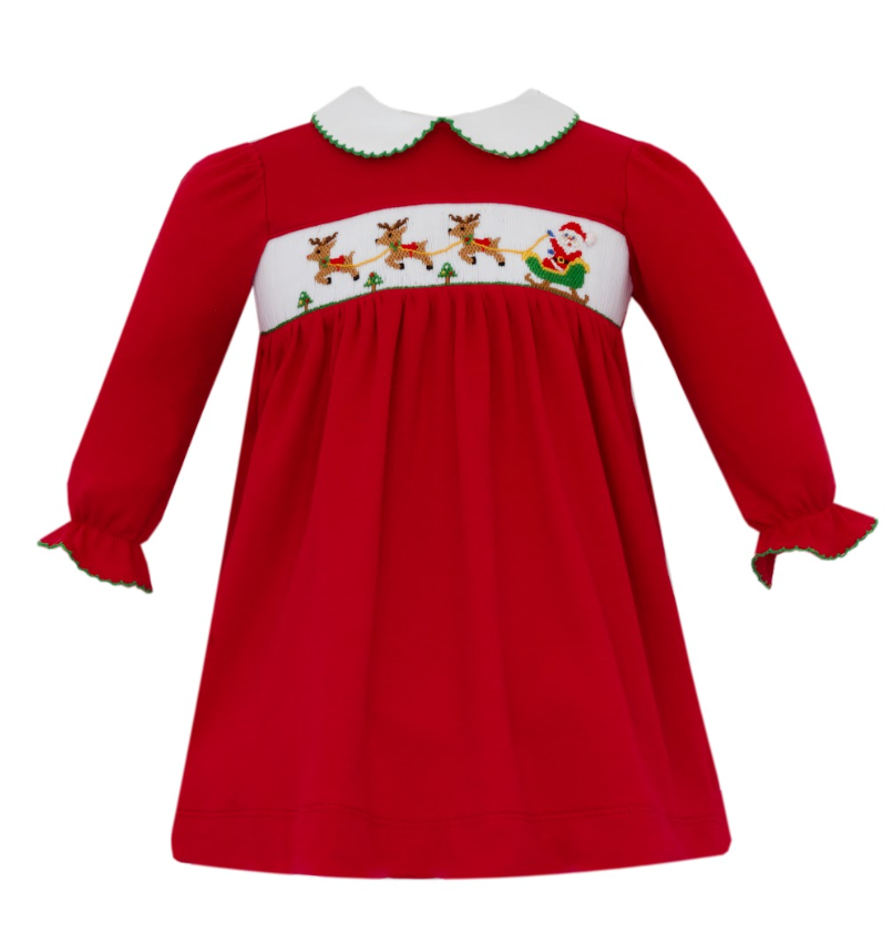Red Smocked Santa Dress