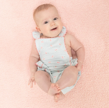 Tiny Cherry Stripe Ric Rac Ruffle Sunsuit
