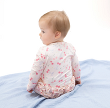 Sweet Bow Cherries Ruffle Back Footie with 2 Way Zipper