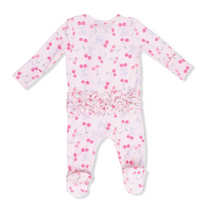 Sweet Bow Cherries Ruffle Back Footie with 2 Way Zipper