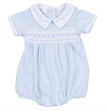 Lillian and Landry's Classic Blue Smocked Bubble