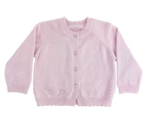 Scalloped Lightweight Knit Cardigan Sweater - Pink