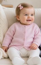 Scalloped Lightweight Knit Cardigan Sweater - Pink