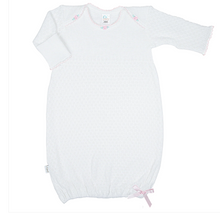 The Paty Overlap Shoulder Gown - Pink with Rosettes