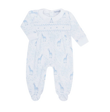 Blue Giraffe Smocked Footie