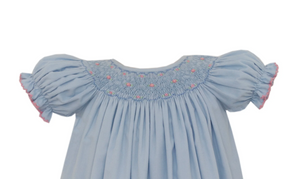 Light Blue Corduroy Smocked Romper