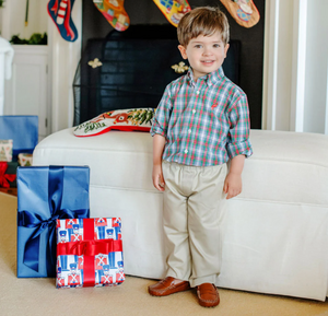 Sheffield Pants- Keeneland Khaki With Nantucket Navy Stork