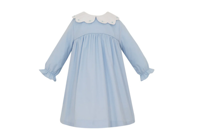 Light Blue Corduroy Dress w/ Scalloped Collar