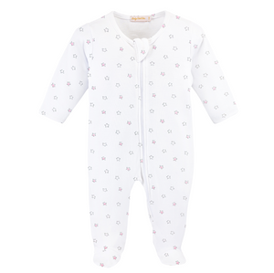 Pink Little Stars Printed Zipped Footie