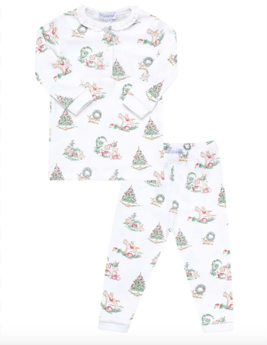 Girl Christmas Toile Pajamas