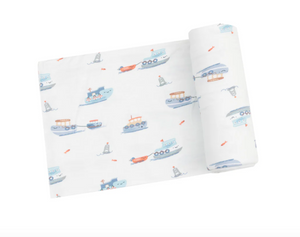 Bubbly Tugboats Swaddle Blanket
