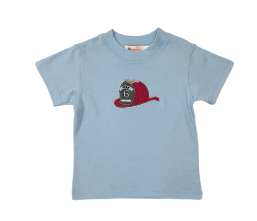 Boy Sky Blue T-Shirt With Fire Truck Hat