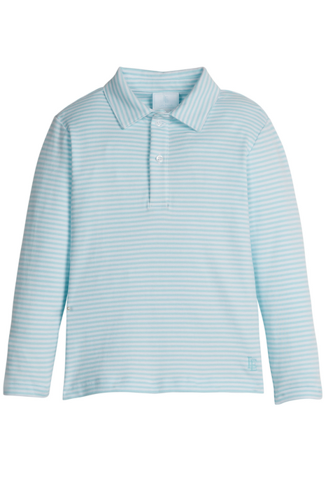 Long Sleeve Polo- Sky Stripe