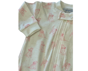Pink Puppy Love Zipper Footie