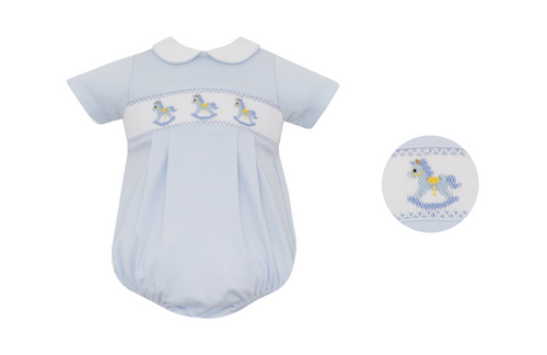 Blue Smocked Horses Bubble