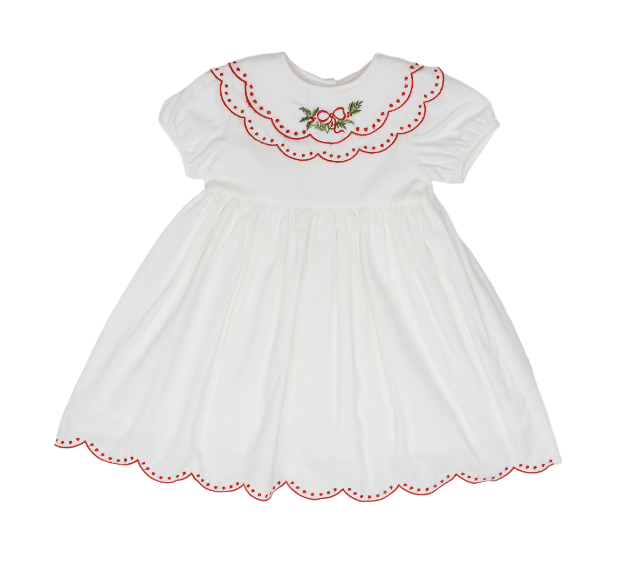 Collete Dress- White Holly Wreath