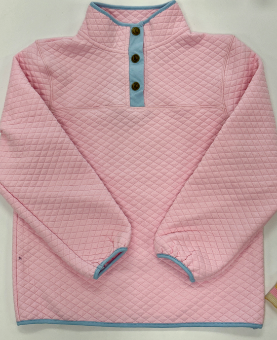 Quilted Pullover - Light Pink / Light Blue