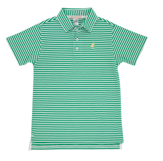 Prim and Proper Polo SS - Kiawah Kelly Green Stripe/Bellport Butter Yellow