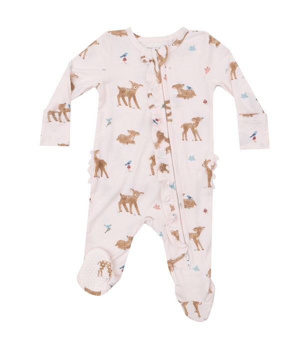 Soft Deer - 2 Way Ruffle Zipper Footie