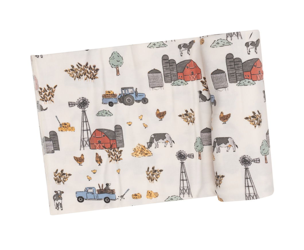 Hay Farmer Blue - Swaddle Blanket