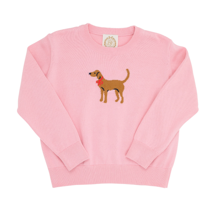 Isabelle's Intarsia Sweater in Hamptons Hot Pink/Dog