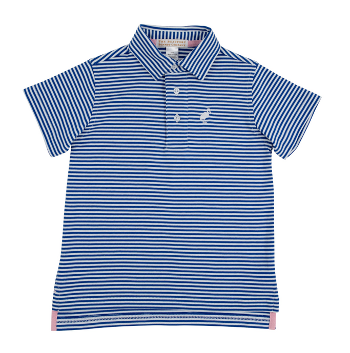 Prim and Proper Polo SS-Rockefeller Royal Stripe/Worth Avenue White